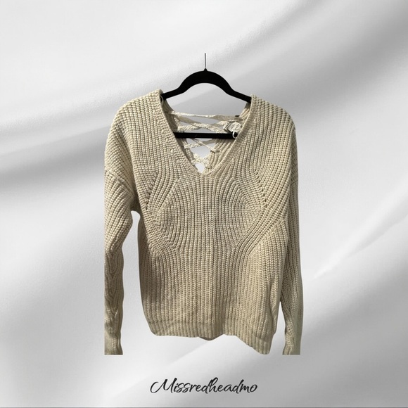 American Rag Cream V-Neck Cable-Knit Sweater - Picture 2 of 4